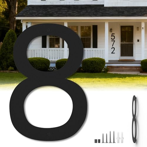 15 Inch Floating Large House Numbers for Outside, Big Black Matte Metal Garage Door Number, Oversized Garden Address Numbers 8, Modern, Digital Sign for House, Hotels, Factories (Eight)