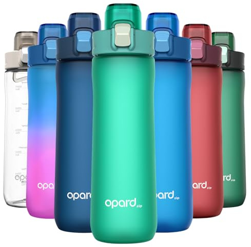 Opard Zip 600ml Plastic Water Bottle Dishwasher Safe, Leakproof Flip-Top Lid, BPA Free Tritan, Wide Mouth Reusable Kids Water Bottle for School Hiking Commuting Outdoor Travel and Gym