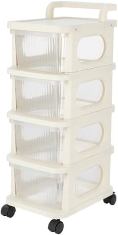 SUNNYNEST 4 Tier Plastic Storage Drawer Organizer on Wheels