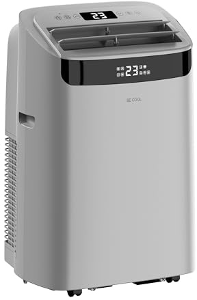 BE COOL Mobiles Klimagerät 12000 BTU mit Heizung & Wifi, leise dank Inverter, 4-in-1 Klimaanlage mobil mit Entfeuchter und Ventilator, für Räume bis 42 m², Grau