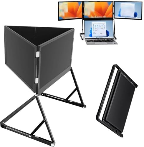 zhenmaster 15.6”Laptop Tri-Fold Monitor, 1080p Fhd Portable Laptop Screen Extender, 360° Rotation Acjustable Viewing Angles, Compatible With Windows And Macos Fits 13–17 Laptops