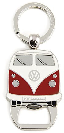 BRISA VW Collection Porteclés avec ouvrebouteille de bière Accessoire de trousseau avec anneau Porteclés (VW T1 Bus/Rouge)