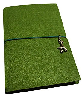 Jia Hu A6 Filz Tagebuch Tagebuch nachfüllbar Notizbuch Doodles Skizzenbuch grün