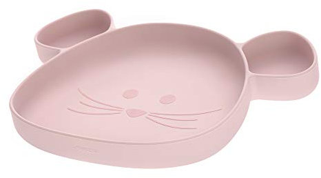 LÄSSIG Silikon Kinderteller mit Saugnapf unterteilt/Little Chums Mouse rose