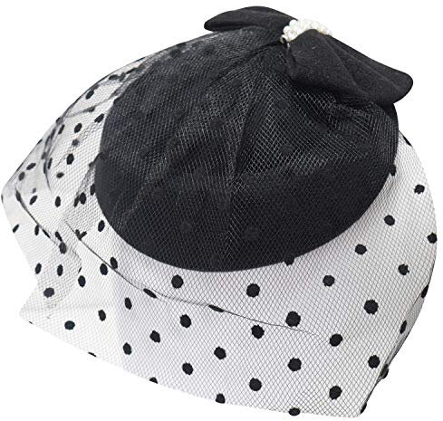 Ro Rox Damen Gnade Perle net Jahrgang 1940 ist 1950 Fascinator Klassiker Hochzeit Party-Hut einheitsgröße schwarz