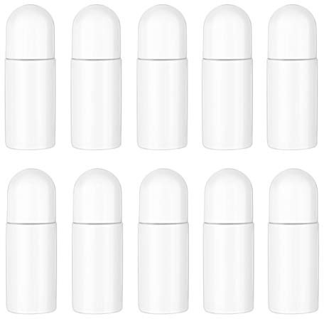 Essential Oils Roller Bottles: 10Pcs 50Ml Plastic Roller for Essential Oils, Refillable Roll on Bottles with Leak-Proof Design, Travel Size Containers for Aromatherapy, (White)