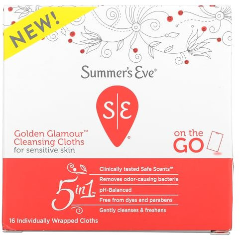 Summer's Eve Golden Glamour Daily Refreshing Feminine Wipes, Removes Odor, pH balanced, 16 Count