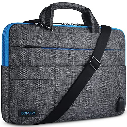 DOMISO 10,1-10,5 Pulgadas Funda Protectora con Puerto de Carga USB Bolsa Bandolera Maletin para Ordenador Portátil/Tablet / 9.7 iPad Pro / 10.1 Lenovo Tab 4 Plus/Asus/Acer/HP,Cremallera Azul