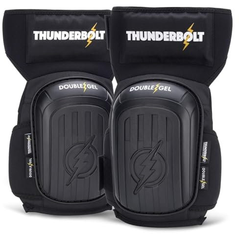 Thunderbolt® Knieschoner Professioneller Knieschützer mit komfortablem Gelkissen Knieschoner Fliesenleger, Bau, Bodenbeläge, Gartenarbeiten mit starken rutschfesten Gurten