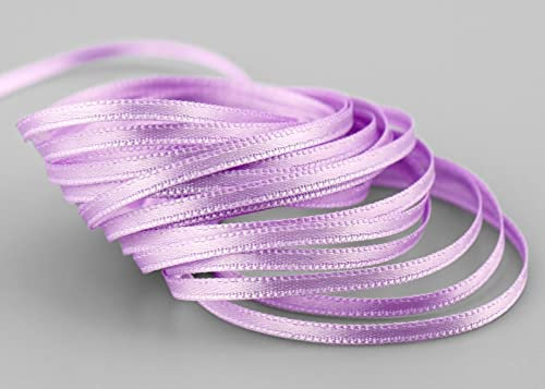 finemark 3 m x 3 mm Satinband Flieder Lavendel (710) doppelseitiges Schleifenband aus Satin ohne Draht weich und glänzend Geschenkband Deko Band Double face Dekoband Dekorieren Kordel Basteln
