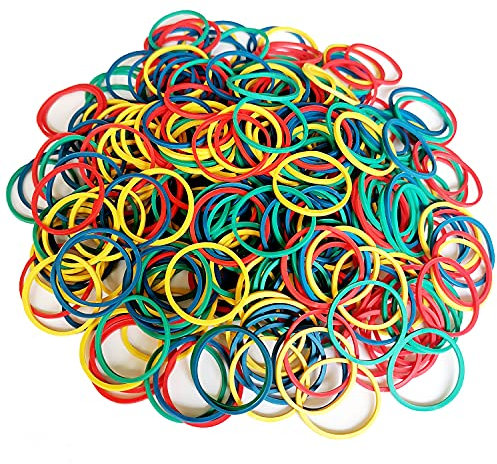 1000PCS 25mm(1inch) JOYLOYAL Multi-Color Rubber Bands Stretchable Elastic Bands Sturdy Rubber Bands for School Home and Office Use Stationery Supplies