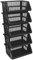 Optimal Products Large 4 Tier Stacking Baskets Storage Veg Rack Plastic Stackers 35 cm Kitchen Fruit Stand Shelf (Black)