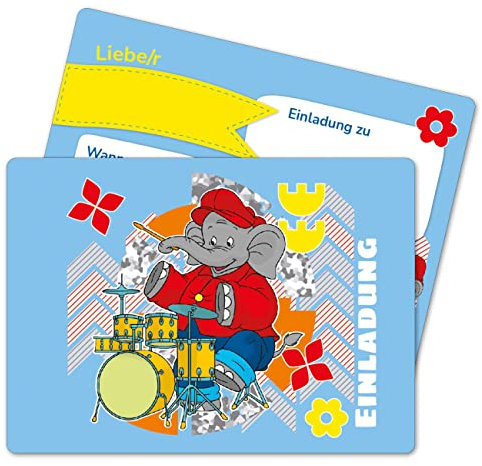 Papierdrachen 12 Einladungskarten zum Kindergeburtstag - Benjamin Blümchen - Geburtstagseinladungen für deine Geburtstagsparty (DIN A6) - Einladungskarten für Jungen und Mädchen bis 10 Jahre