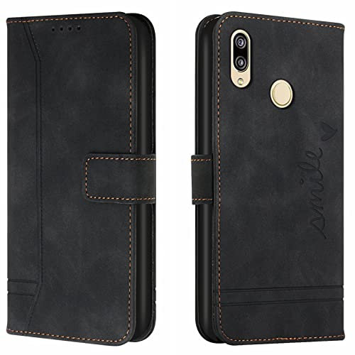 Lihondar Cover per Huawei P Smart + 2019/Honor 20 Lite/Honor 10i/20i, Custodia Portafoglio Flip Libro Wallet Case Custodia in Pelle PU Premium, Slot per Schede, con Magnetica a Scatto (Nero)