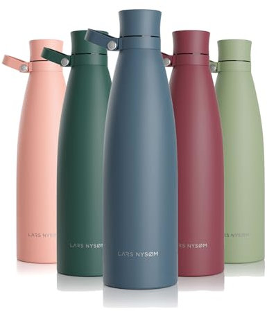 LARS NYSØM Gourde INOX 750ml | 0.75L Bouteille d’eau isolée | Gourde étanche pour Le Sport, la Bicyclette, Les Enfants (Stone Blue, 750ml)
