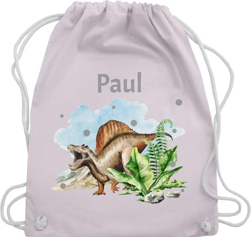 Turnbeutel Rucksack - Dinosaurier Dino - Dinos - Unisize - Pastell Rosa - wechselkleidung beutel stoff wechselbeutel kindergarten wechselklamotten tasche kita personalisierte wechselwäsche