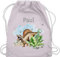 Turnbeutel Rucksack - Dinosaurier Dino - Dinos - Unisize - Pastell Rosa - wechselkleidung beutel stoff wechselbeutel kindergarten wechselklamotten tasche kita personalisierte wechselwäsche