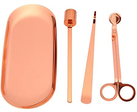 Waiecnksa Candle Accessory Set Candle Wick Trimmer Candle Wick Dipper Candle Snuffer Storage Tray 4 Packs Candle Care Kit Gift for Candle Lovers