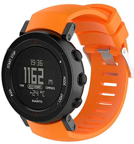 REYDA Silikonarmband Kompatibel für Suunto Core Alu Black Armband Silikon, Weiches Atmungsaktives Silikonband Uhrenarmband Sportarmband Metallschnalle Armbänder Ersatzarmband für Suunto Core Alu Black