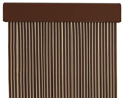 MERCURY TEXTIL Cortina para Puerta Tiras PVC 210x120cm,Cortina para Puerta Exterior,perfil marron (Marron+filo Vainilla P18)