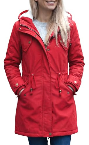 YYNUDA Wintermantel Damen Warm Gefüttert Winterparka Coat | Kunstfell Futter wasserabweisende Beschichtung Kordelzug Taille gerippte Bündchen große Klappentaschen für kalte Tage