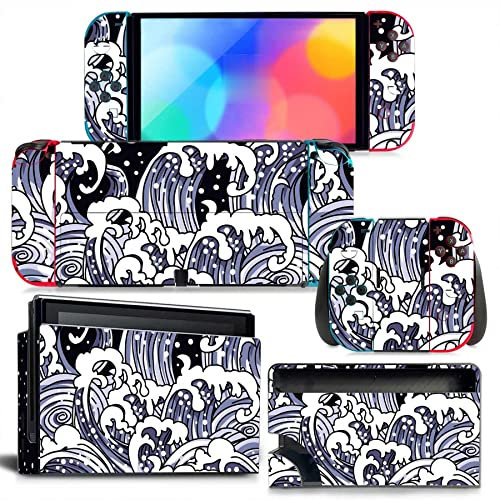 WREXIL Adesivi per Switch OLED Skin Sticker Decal Cover per Switch OLED Console Skin Dock Joy con Wrap Full Wrap Skin per NS OLED Vinyl 12986 Facile Residui Senza Residui
