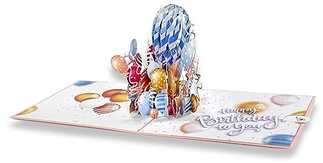 paperdora® 3D Pop-Up-Karte „Geburtstag“ mit Umschlag und Wachssiegel - Karte Glückwunschkarte Grußkarte Geschenkkarte Geschenk Gutschein