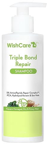 WishCare Triple Bond Repair Shampoo für trockenes und krauses Haar, 5 % AminoPeptid-Komplex und PCA – repariert geschädigtes und krauses Haar, 250 ml