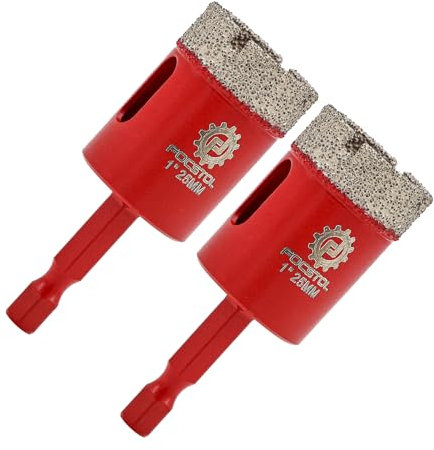FOCSTOL Punte Trapano Diamantate 25mm - 2 pezzi Sega a Tazza Diamantata con Codolo Esagonale a Cambio Rapido per Ceramica Gres Porcellanato Marmo Granito Quarzo