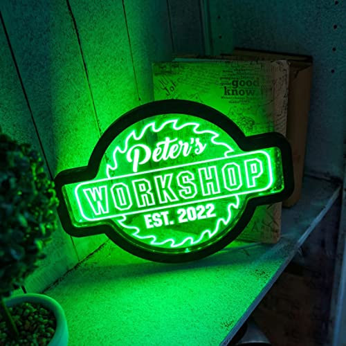 Personalisiertes Werkstattschild, Individuelles Werkstattschild, Werkstatt Wandschild, Werkstatt Neonschild, Werkstatt LED Schild, Werkstatt Lichtschild