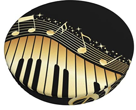 JCAKES Novel Music Note Druck gedruckt stilvolle und bequeme runde Barhocker Kissen - Setzen Sie das perfekte Ambiente mit modischen Drucken, 30 cm/33 cm/35 cm