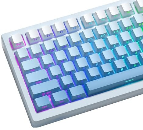 womier PBT keycap Set,Double Shot keycaps 75 Percent,Cherry Profile Keyboard caps,Gradient Blue,Side Printed,Shine Through Key Cap for Mechanical Gaming Keyboards(136key,only keycaps)