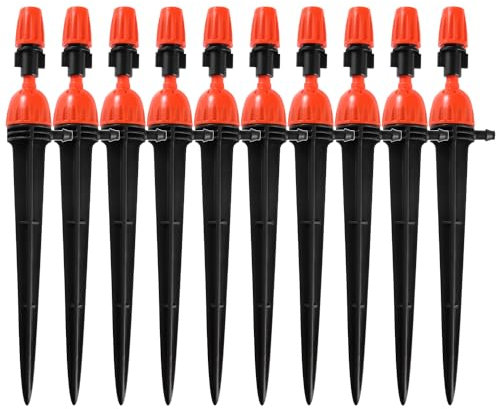 VooGenzek 10 Piezas Emisores de Goteo Ajustables Goteros de Riego de Agua, Sistema de Riego de 8 Agujeros Ajustable, Gotero 2 en 1 para Sistema de Riego por Goteo Micro, para Mangueras de 4/7mm