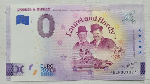 Eurosouvenir 0-Euro-Schein Laurel and Hardy TM - Malta Souvenirschein Null Euro € Sammler Dick und Doof Souvenirschein Erwachsene
