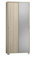 Mondo Viro Armoire 2 portes coulissantes Rebel avec miroir en bois 8 étagères 82 x 42 cm 190h (Ormo Clair/Miroir Naturel)