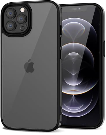 LoeoeL for iPhone 12 Pro/ 12 Case Clear, Transparent Hybrid 12 Pro/ 12 Phone Case [Hard Plastic & Soft Silicone Bumper] Acrylic Non Yellowing Thin Slim Protective Cover for Women, Black