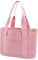 Damen Groß Handtasche mit Laptopfach Canvas Satchel Tote Bag Schultertasche Shopper Tasche für Arbeit Bücher Alltag Lehrertasche rosa Large