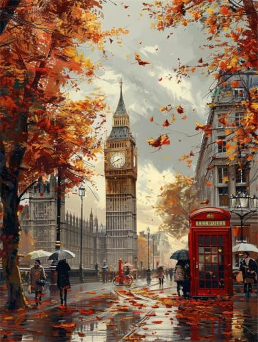 Diamond Painting London Diamant Painting Bilder Herbst Diamond Painting Erwachsene Diamant Painting Bilder Erwachsene Diamant Bilder Kinder DIY Cross Stickerei Malerei Kits, Deko Schlafzimmer 40x50cm