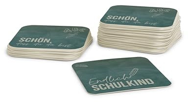 Untersetzer zur Einschulung I Deko für den 1. Schultag für Mädchen und Jungen I ABC Bierdeckel Schön DASS Du da bist