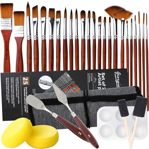 UCAMP Juego de 32 Pinceles Para Pintura Acrílica, Óleo y Acuarela Profesionales - Para Gouache y Amantes de la Pintura