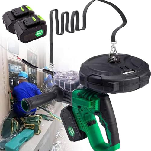 Brushless Lithium Electric Threading Machine, Electrical Wire Puller for Pipe Decoration Communication Cable, with Wire Wheel Guard, 4 Wheel Drive, 40m/min,1*Battery