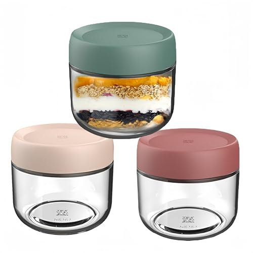 MEETOZ Glass Jars with Lids,Overnight Oats Containers with Screw Lid,Reusable Small Mason jars for Food Spice Fruit Sauce Cereal Snacks Storage (3 pack 10oz)