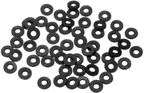 M METERXITY 100 Pcs Kit de Rondelles en Caoutchouc Noir Assorties, 4mm ID 9mm OD 1,2mm Épaisseur Rondelle Plate en Caoutchouc, Rondelles de Tuyau de Douche pour Vis/Robinets Ménagers