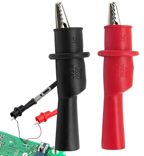 Sonda per test isolata, morsetti a coccodrillo per puntali,Sonde per test con clip a coccodrillo per test elettrici | 2x morsetto per test a coccodrillo alligatore per cavo del tester multimetro
