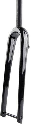 Fourche Avant En Carbone Fourche Rigide De Vélos De Route Gravel 700C Fourche Dure De Frein À Disque 28.6mm 1-1/8'' Tube Droit/1-1/2'' Tube Conique Axe Traversant 12*100mm(Gloss Black,Straight)