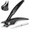 Toenail Clippers for Thick Toenails for Seniors, No Splash Slanted Nail Clippers for Men Thick Ingrown Nails with Wide Jaw, Ergonomic Long Handled Heavy Duty Curved Ingrown Toenail Clippers (Black)