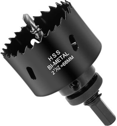 Flintronic Sierras de Corona 68mm, Sierra de Corona Bimetálica de 54mm, M42 HSS Bi-Metal Coronas Perforadoras, con Adaptador y Broca Piloto, para Metal Aluminio Madera PVC Plástico, Negro