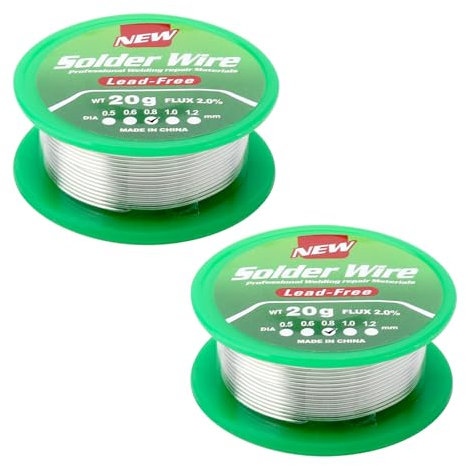 APOMOONS 2 Pezzi Stagno per Saldare 0,8 mm, Filo per Saldatura con Anima in Colofonia, Stagno Senza Piombo 40g, Filo a Saldare con Flussante per Riparazioni, Saldature Elettriche, Elettricità e DIY