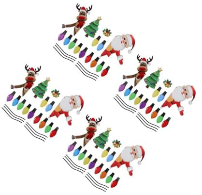 MUCKLILY 4sätze Magnetische Weihnachtsdekoration Für Auto Und Kühlschrank Reflektierende Aufkleber Mit Santa Claus Rentier Und Bunten Lichtern Für Festliche Stimmung Und Partydekoration