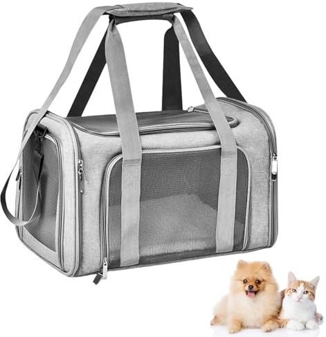 40 x 25 x 25 cm katttransportväska liten 3 kg vikbar transportlåda katt med axelrem transportlåda katt katttransportbur hundar katter transportlådor för små katter hundar S